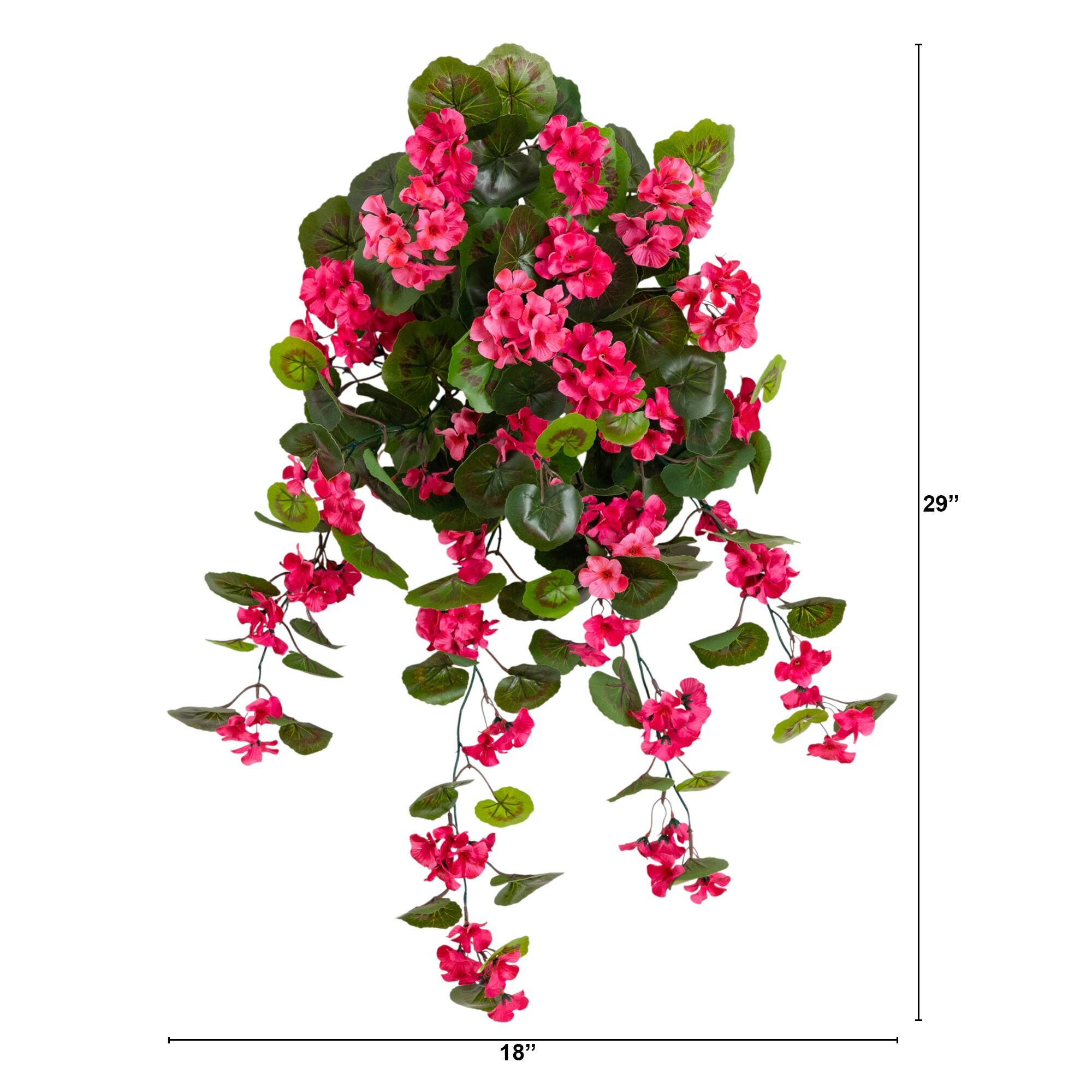 29" UV Resistant Artificial Geranium Hanging Plants